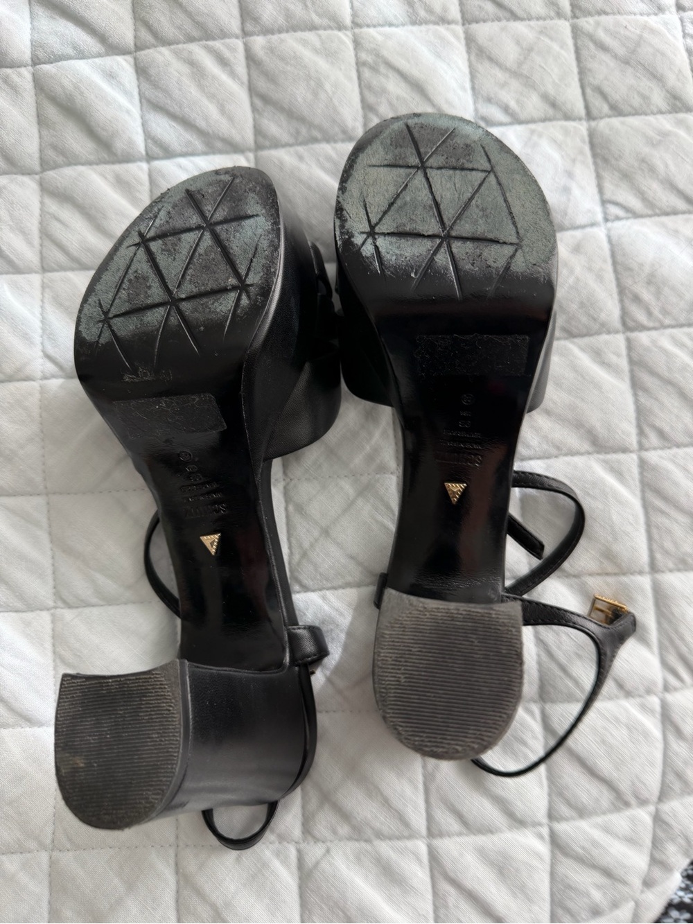 SCHUTZ Black Leather Crossover Slingback Heels - Picture 4 of 5